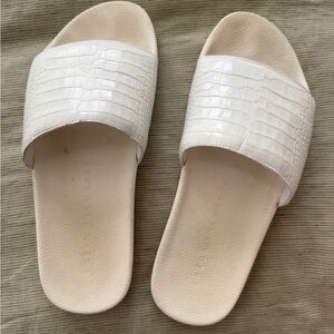 Freda Salvador White Leather Slide Sandals
